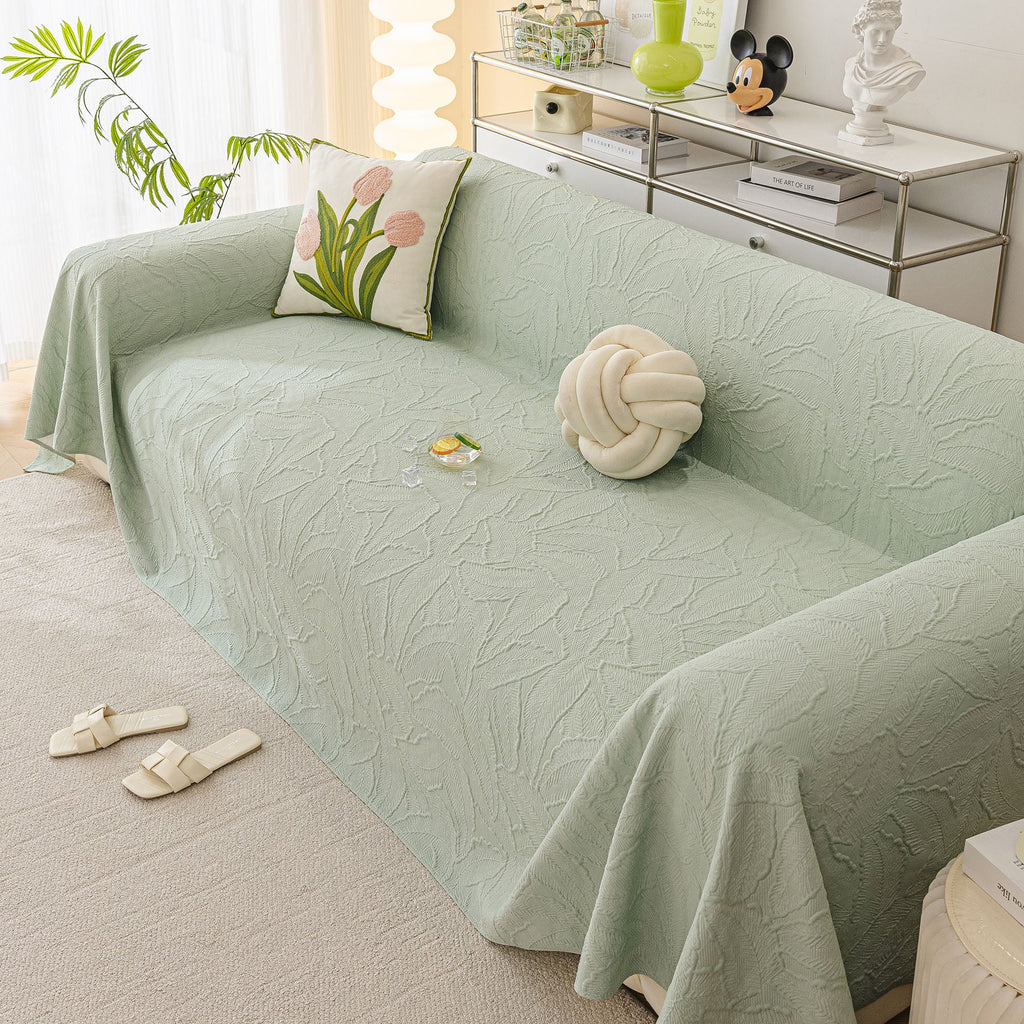 Durable Cooling Couch Cover for Dogs Textured Chic Leaf Summer Throw Cover Blanket