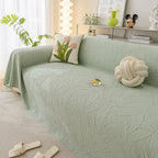 Durable Cooling Couch Cover for Dogs Textured Chic Leaf Summer Throw Cover Blanket