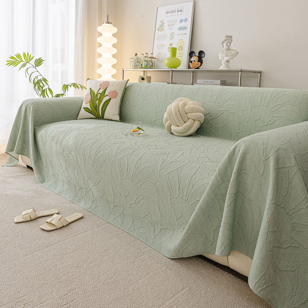 Durable Cooling Couch Cover for Dogs Textured Chic Leaf Summer Throw Cover Blanket