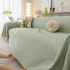 Durable Cooling Couch Cover for Dogs Textured Chic Leaf Summer Throw Cover Blanket