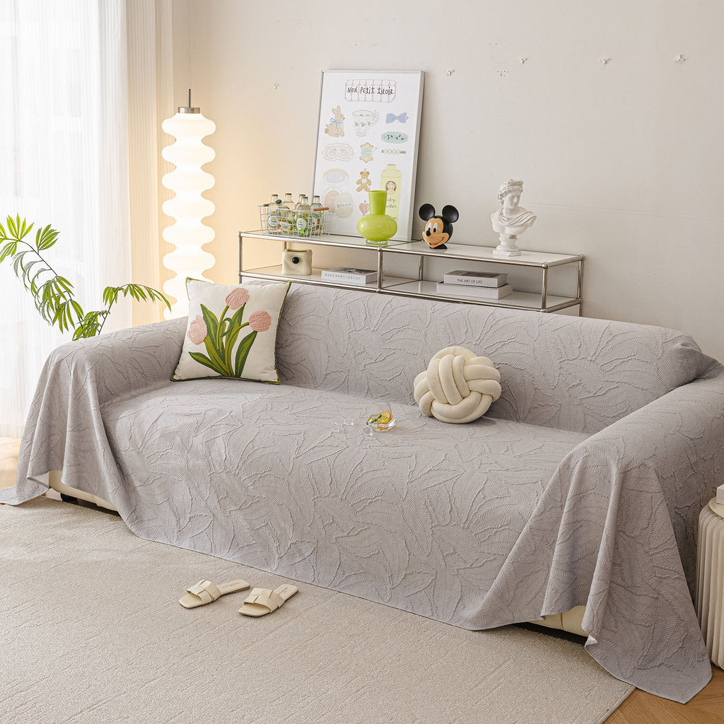 Durable Cooling Couch Cover for Dogs Textured Chic Leaf Summer Throw Cover Blanket