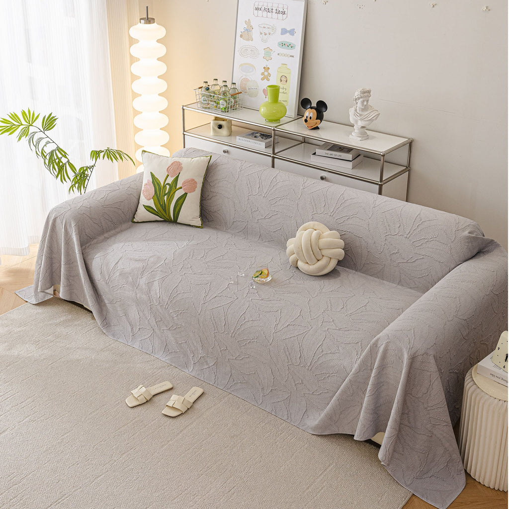 Durable Cooling Couch Cover for Dogs Textured Chic Leaf Summer Throw Cover Blanket