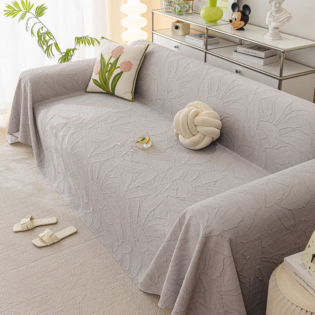 Durable Cooling Couch Cover for Dogs Textured Chic Leaf Summer Throw Cover Blanket