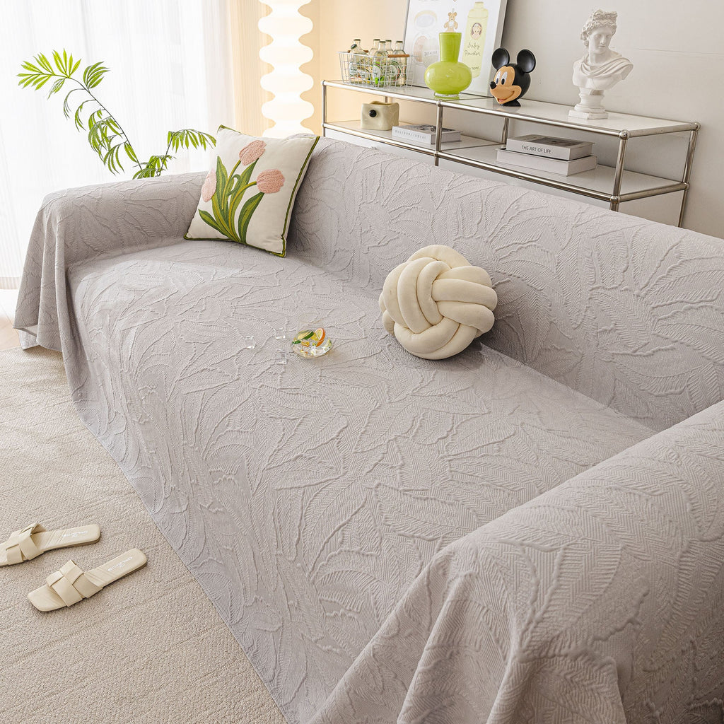 Durable Cooling Couch Cover for Dogs Textured Chic Leaf Summer Throw Cover Blanket