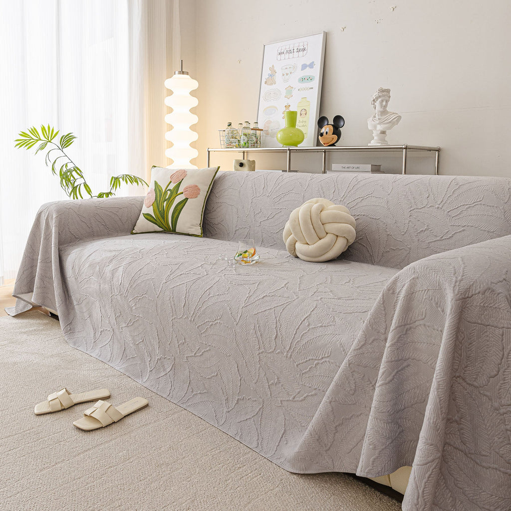 Durable Cooling Couch Cover for Dogs Textured Chic Leaf Summer Throw Cover Blanket