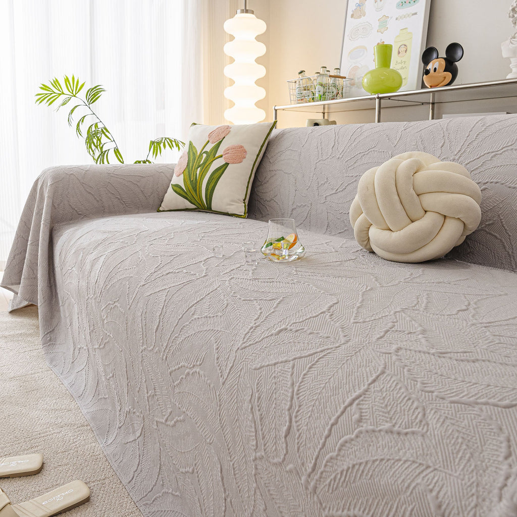 Durable Cooling Couch Cover for Dogs Textured Chic Leaf Summer Throw Cover Blanket