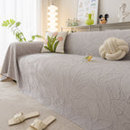 Durable Cooling Couch Cover for Dogs Textured Chic Leaf Summer Throw Cover Blanket