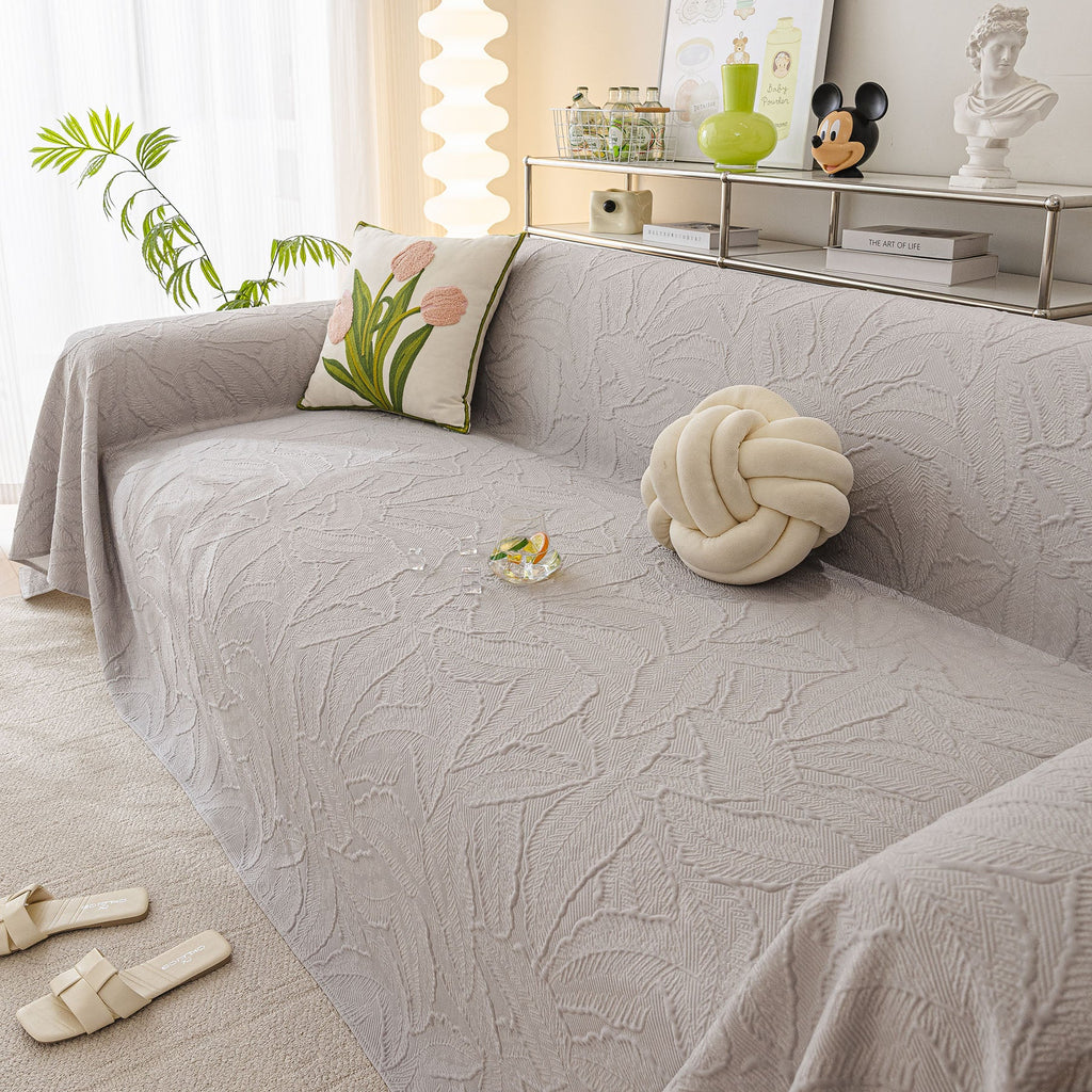 Durable Cooling Couch Cover for Dogs Textured Chic Leaf Summer Throw Cover Blanket