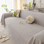 Durable Cooling Couch Cover for Dogs Textured Chic Leaf Summer Throw Cover Blanket