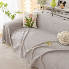 Durable Cooling Couch Cover for Dogs Textured Chic Leaf Summer Throw Cover Blanket