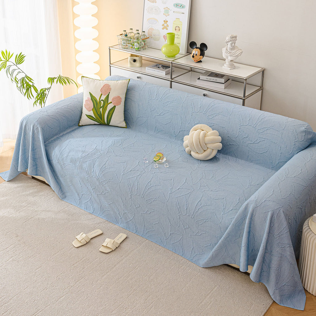 Durable Cooling Couch Cover for Dogs Textured Chic Leaf Summer Throw Cover Blanket