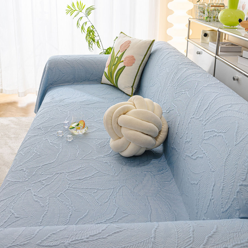 Durable Cooling Couch Cover for Dogs Textured Chic Leaf Summer Throw Cover Blanket