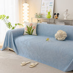 Durable Cooling Couch Cover for Dogs Textured Chic Leaf Summer Throw Cover Blanket