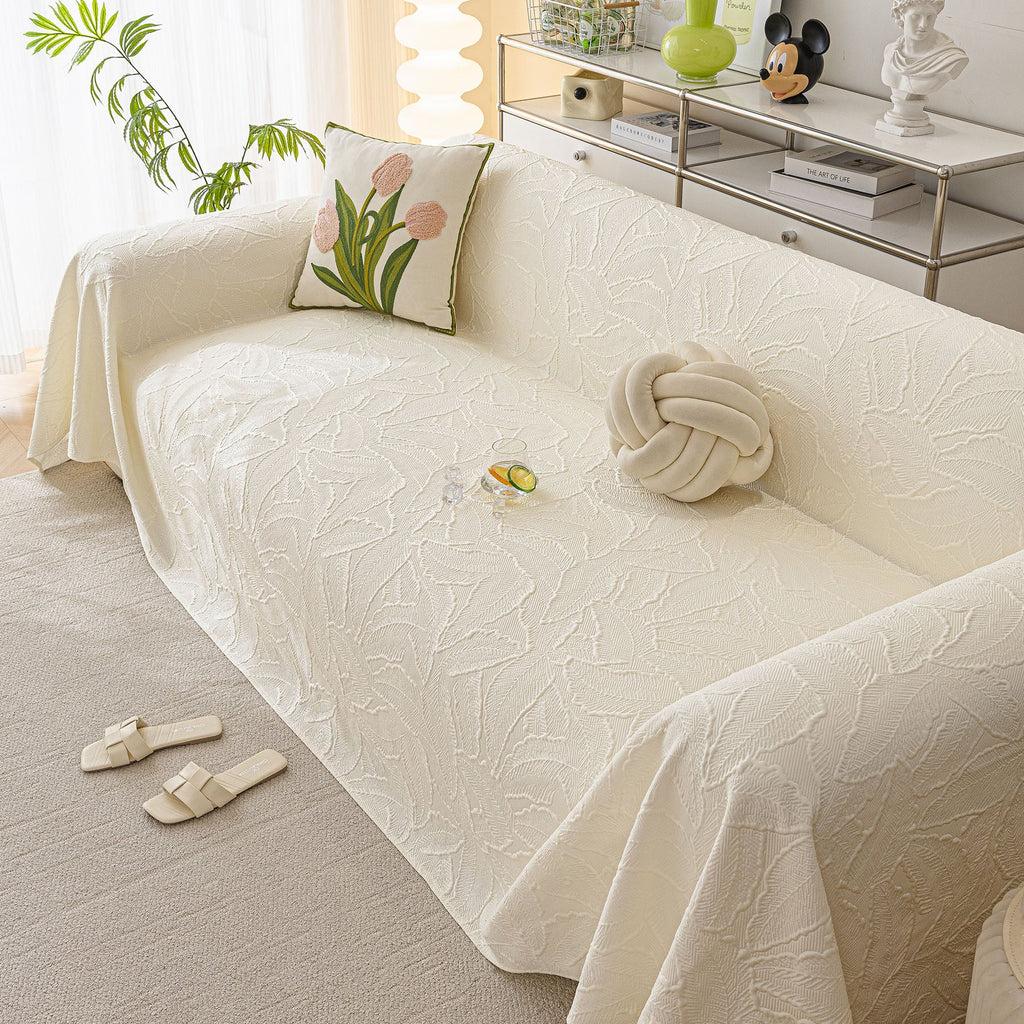 Durable Cooling Couch Cover for Dogs Textured Chic Leaf Summer Throw Cover Blanket