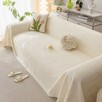 Durable Cooling Couch Cover for Dogs Textured Chic Leaf Summer Throw Cover Blanket