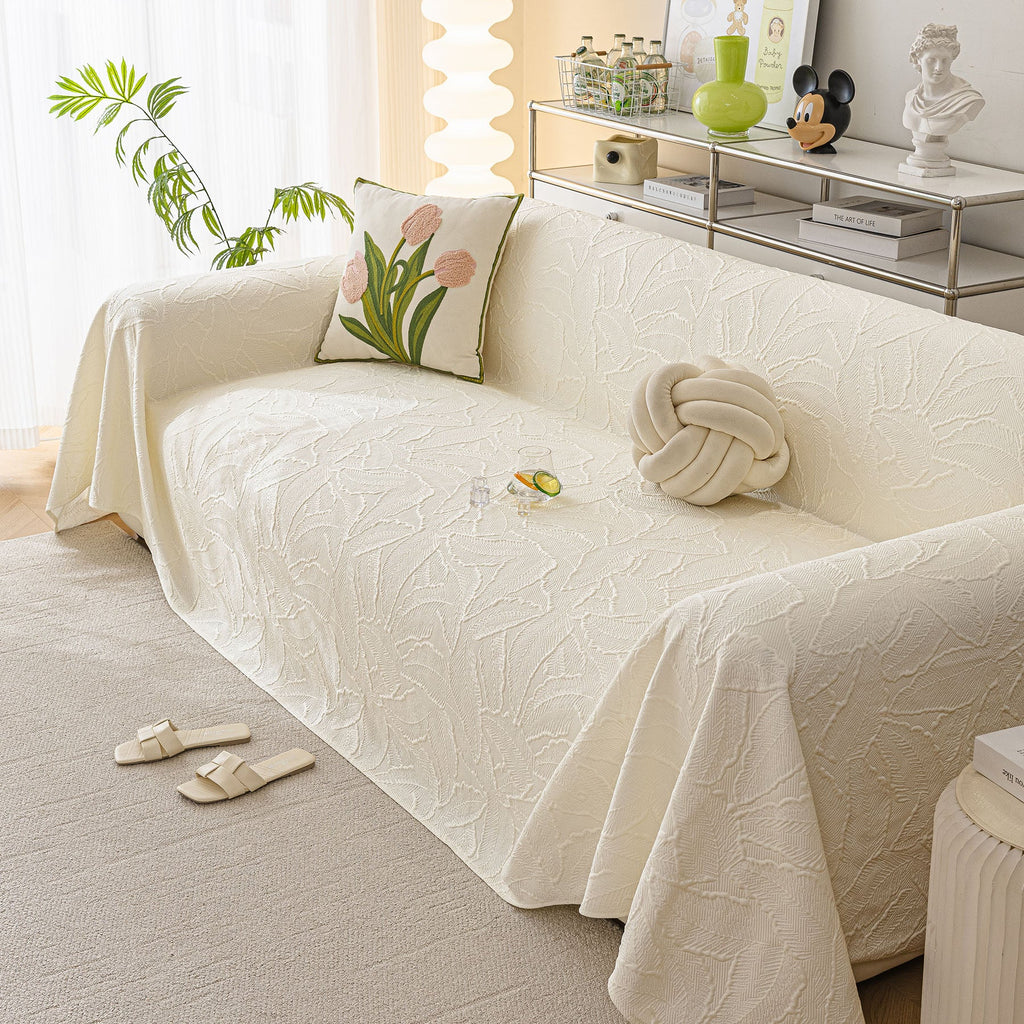 Durable Cooling Couch Cover for Dogs Textured Chic Leaf Summer Throw Cover Blanket