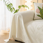 Durable Cooling Couch Cover for Dogs Textured Chic Leaf Summer Throw Cover Blanket