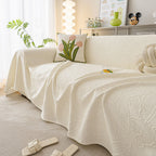 Durable Cooling Couch Cover for Dogs Textured Chic Leaf Summer Throw Cover Blanket