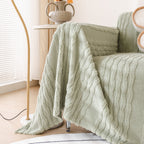 Modern 3D Water Ripple Sofa Cover, Non-Shedding Cream Style Furniture Protector Throw