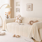Modern 3D Water Ripple Sofa Cover, Non-Shedding Cream Style Furniture Protector Throw