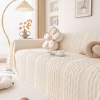 Modern 3D Water Ripple Sofa Cover, Non-Shedding Cream Style Furniture Protector Throw