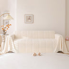 Modern 3D Water Ripple Sofa Cover, Non-Shedding Cream Style Furniture Protector Throw