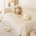 Soft Warm Flannel Couch Cover Throw Blanket with French Flounce, Beautiful Furniture Throws for Sofas