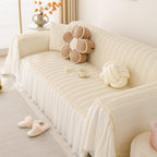 Soft Warm Flannel Couch Cover Throw Blanket with French Flounce, Beautiful Furniture Throws for Sofas