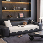 Chenille Couch Cover with Scalloped Edge, Non-Slip Modular Slipcover Sectional