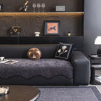 Chenille Couch Cover with Scalloped Edge, Non-Slip Modular Slipcover Sectional