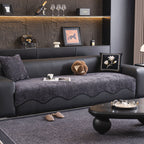 Chenille Couch Cover with Scalloped Edge, Non-Slip Modular Slipcover Sectional