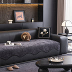 Chenille Couch Cover with Scalloped Edge, Non-Slip Modular Slipcover Sectional