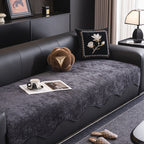 Chenille Couch Cover with Scalloped Edge, Non-Slip Modular Slipcover Sectional
