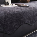 Chenille Couch Cover with Scalloped Edge, Non-Slip Modular Slipcover Sectional