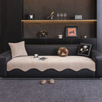 Chenille Couch Cover with Scalloped Edge, Non-Slip Modular Slipcover Sectional