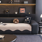 Chenille Couch Cover with Scalloped Edge, Non-Slip Modular Slipcover Sectional