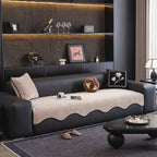 Chenille Couch Cover with Scalloped Edge, Non-Slip Modular Slipcover Sectional