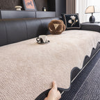 Chenille Couch Cover with Scalloped Edge, Non-Slip Modular Slipcover Sectional