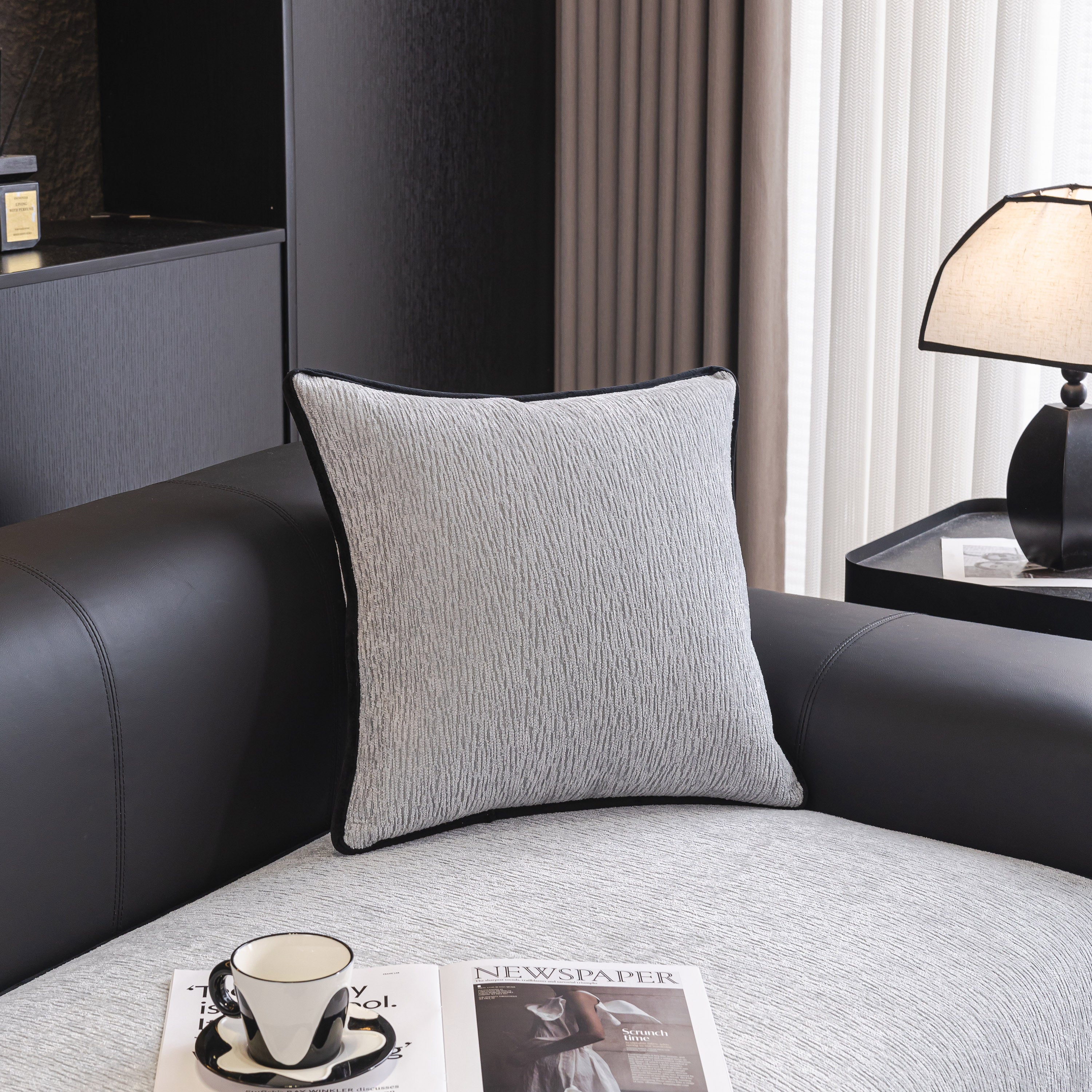 Chenille Couch Cover with Scalloped Edge, Non-Slip Modular Slipcover Sectional