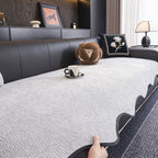 Chenille Couch Cover with Scalloped Edge, Non-Slip Modular Slipcover Sectional