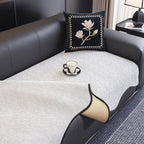 Chenille Couch Cover with Scalloped Edge, Non-Slip Modular Slipcover Sectional