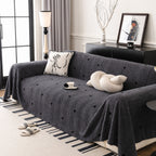 Thick Plush Sofa Cover Throw for Couch, 3D Textured Herringbone Washable Slipcover