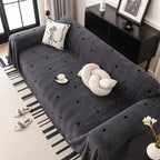 Thick Plush Sofa Cover Throw for Couch, 3D Textured Herringbone Washable Slipcover