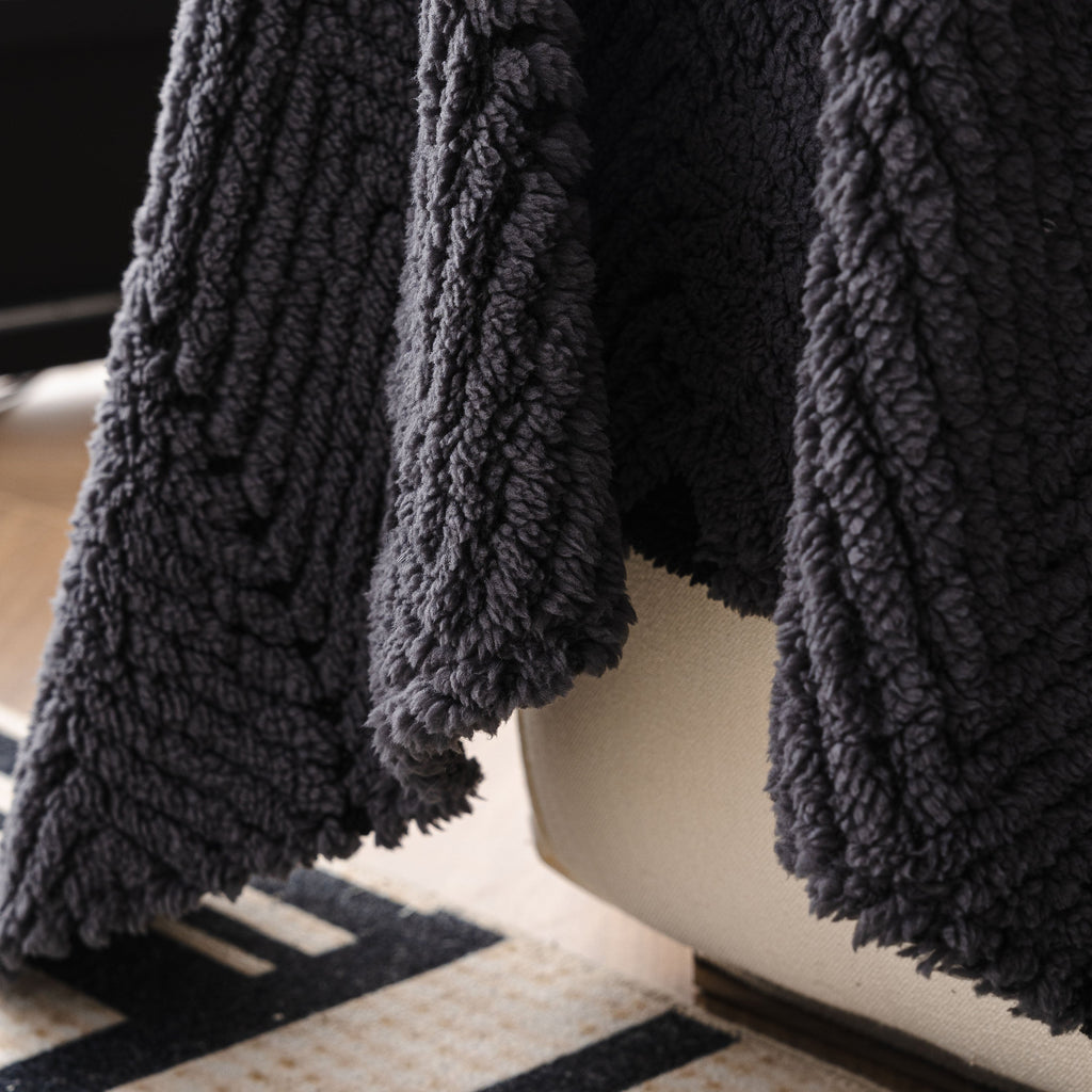 Thick Plush Sofa Cover Throw for Couch, 3D Textured Herringbone Washable Slipcover