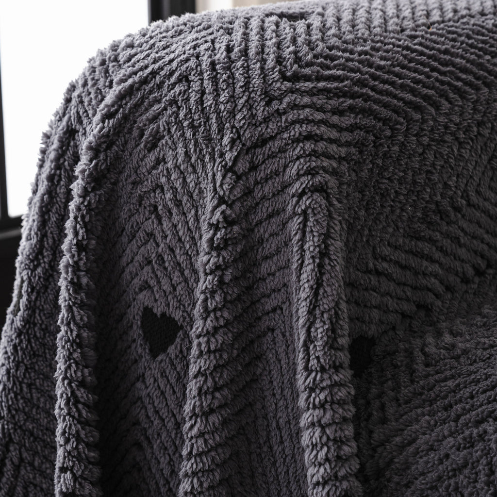 Thick Plush Sofa Cover Throw for Couch, 3D Textured Herringbone Washable Slipcover