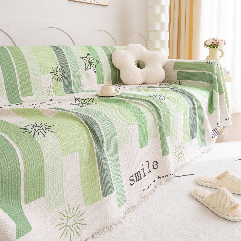 Chenille Sofa Cover Throw, Smile Couch Cover Blanket Throws for Couches, Soft Sofa Towel