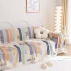 Chenille Sofa Cover Throw, Smile Couch Cover Blanket Throws for Couches, Soft Sofa Towel
