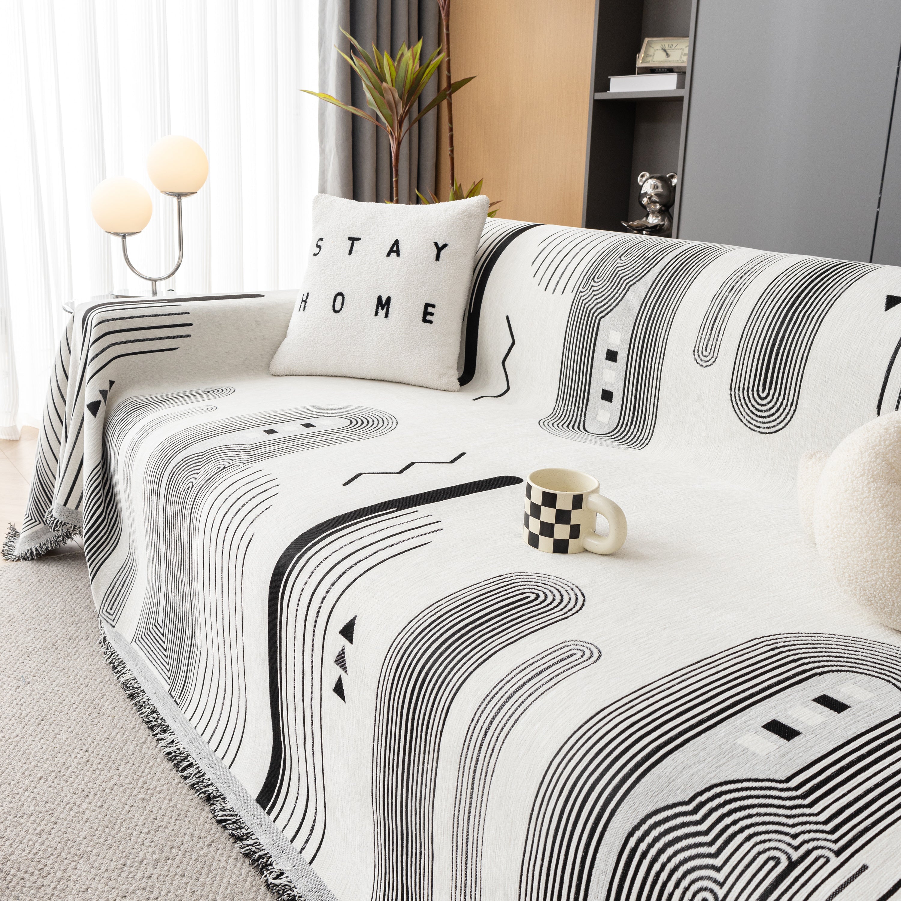 Boho Couch Throw Covers with Tassel Thick Durable Sofa Cover Blanket Furniture Slipcover Sectional
