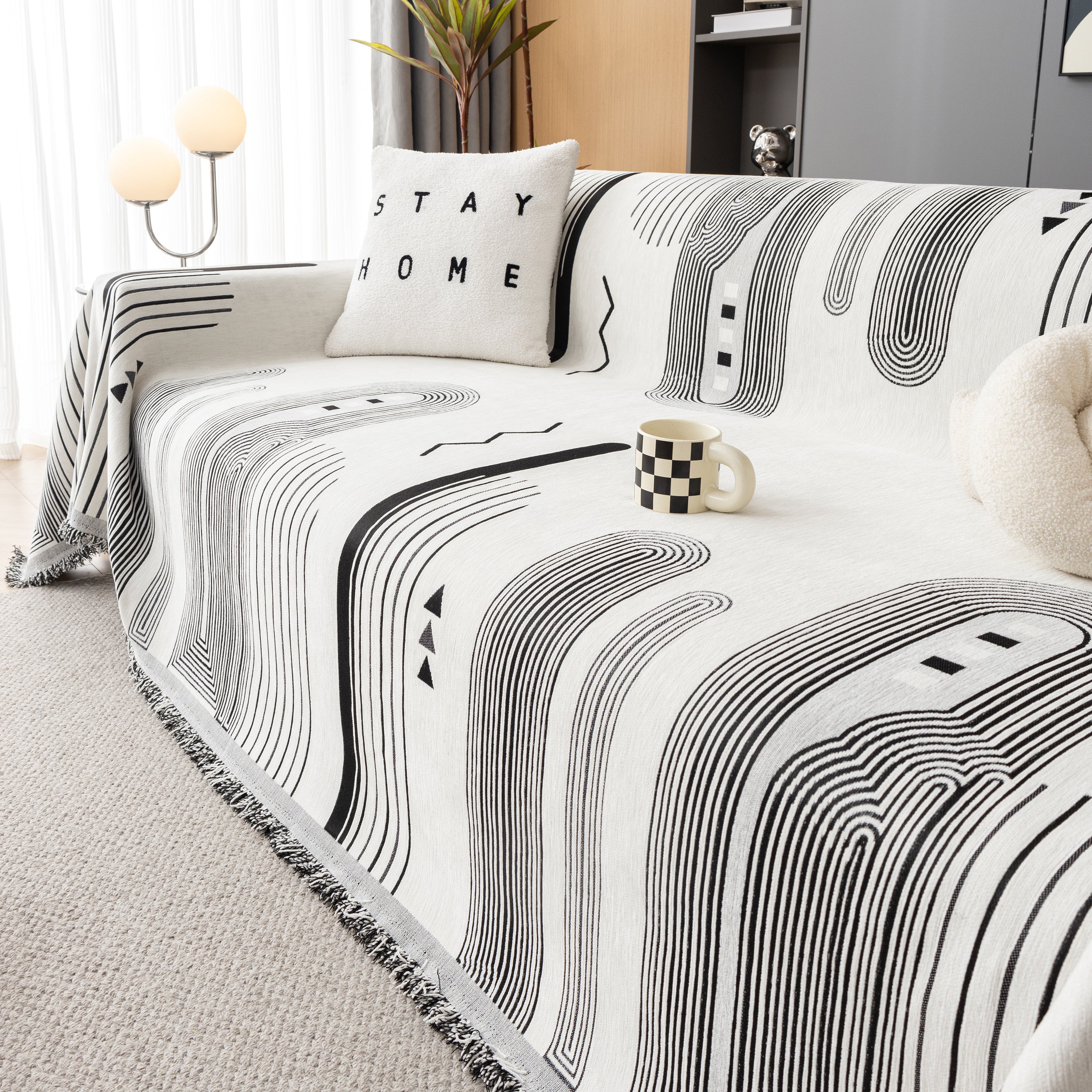 Boho Couch Throw Covers with Tassel Thick Durable Sofa Cover Blanket Furniture Slipcover Sectional