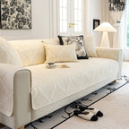 Baroque Sofa Cover – Quilted Cotton, Non-Slip, Washable with Ornate Embroidery